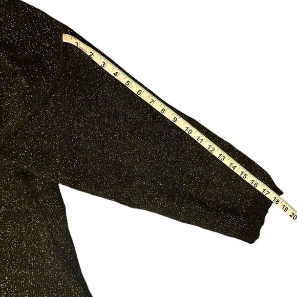 Vintage 80s Carducci Black Lambswool cardigan with gold and green sparkle Medium - Picture 8 of 8